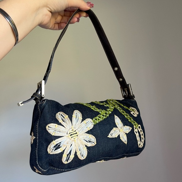 Fendi Denim Baguette Bag — Silver Hardware, Made in Italy - Picture 5 of 6